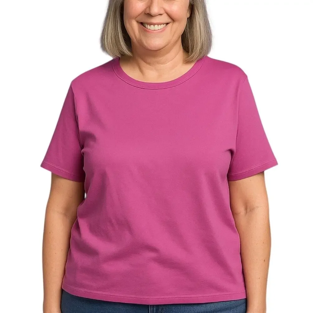 J Crew Slub Cotton Tee Pink Short Sleeve Shirt G1438 Top Plus Size Fit 2X